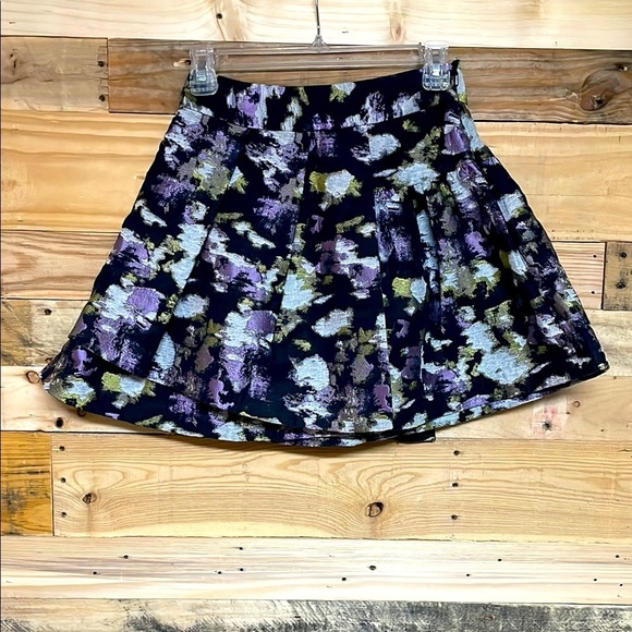 Banana Republic Dresses & Skirts - Banana Republic size 00 Petite Black with Multi-color Pattern Mini Skater Skirt